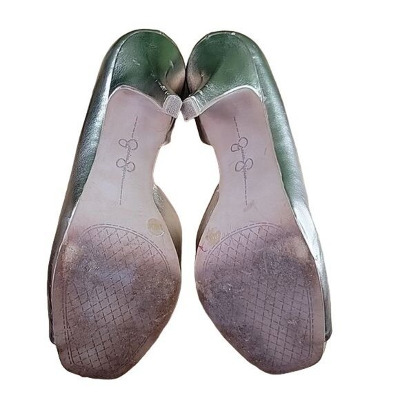 Womens Jessica Simpson "Josette" Leather Mettalic Gold Peep Toe High Heel Size 8 - Picture 10 of 13